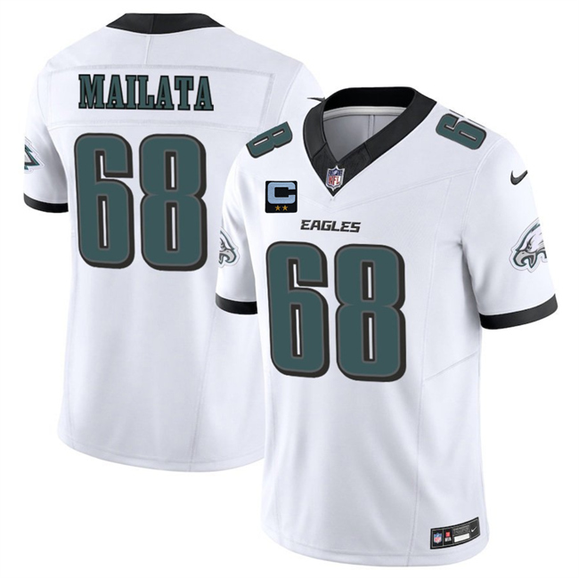Men's Philadelphia Eagles #68 Jordan Mailata White 2025 F.U.S.E. With 2-Star C Patch Vapor Untouchable Limited Stitched Football Jersey